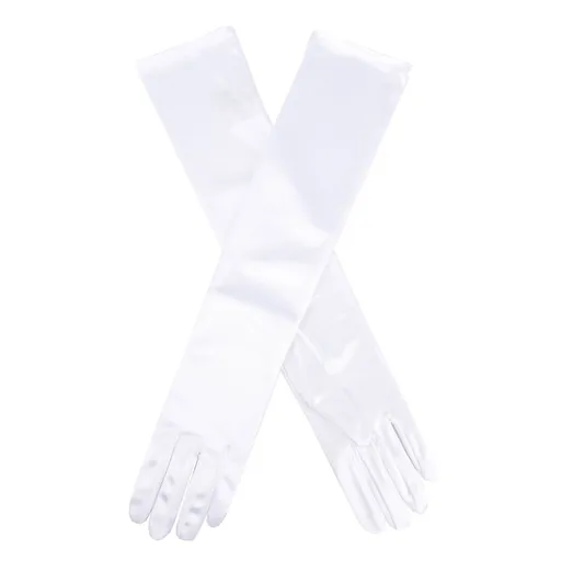 Dents Womens Semi Sheen Satin Elbow Length Evening Gloves - White