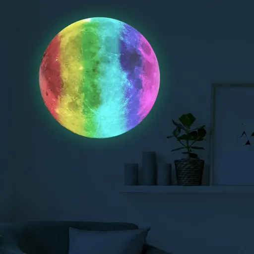 30X30CM Glow in The Dark Stars and Moon for Ceiling Decorations Glow Wall Stickers -Multi