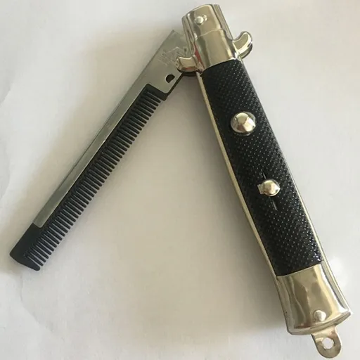 Novelty Stainless Steel Switch-Blade Folding Pocket Comb 9" Folding Pocket Comb, Stainless Steel