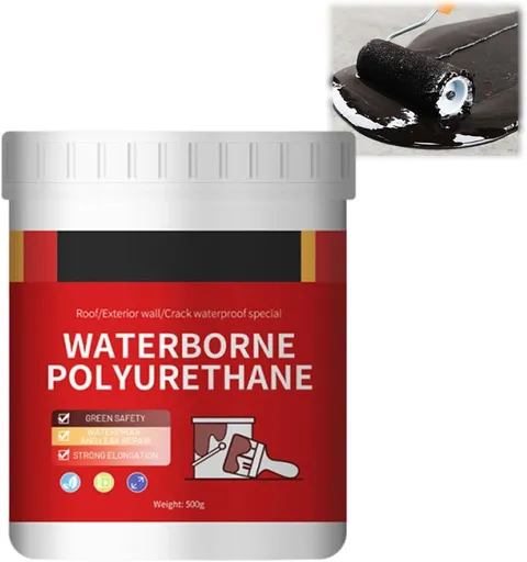Waterborne Polyurethane Waterproof Sealant,Water-Based Polyurethane,Polyurethane Waterproof Coating,Waterproof Sealant for Roof Leaks,for Walls,Garden,Gutter,Concrete Cracks - Black - Size 500g