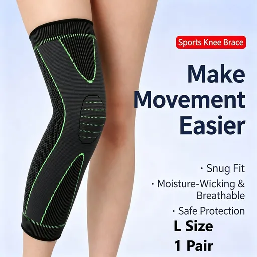 3D Compression Knee Sleeves Extended Length Knit Anti-Slip Breathable Sports Protector for Basketball Running 1 Pair L Great Christmas Present