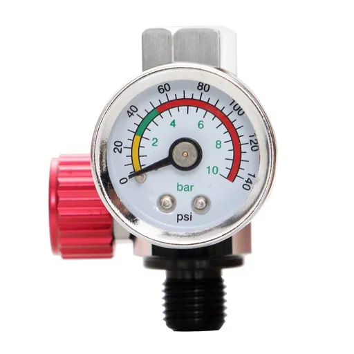 High Flow Air Pressure Regulator with Gauge for Spray Gun, 0-140 PSI Air Flow Control Adjusting Valve for Air Tools