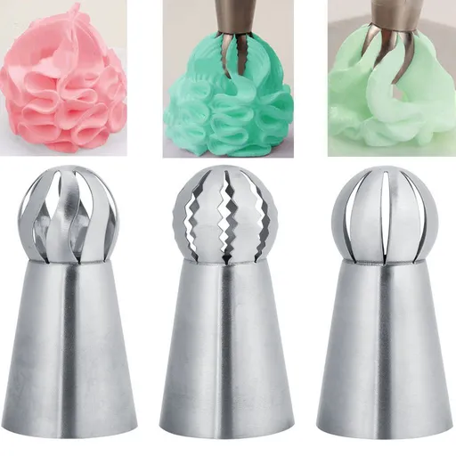 Russian Piping Tips Set, 3Pcs Cake Cupcake Decorating Supplies Kit Flower Frosting Tips Cake Decorating Supplies Baking Supplies
