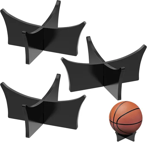 Acrylic Ball Stand Holder - Display Stand for Football, Basketball, Soccer, Volleyball, Rugby & More - Trophy & Memorabilia Showcase