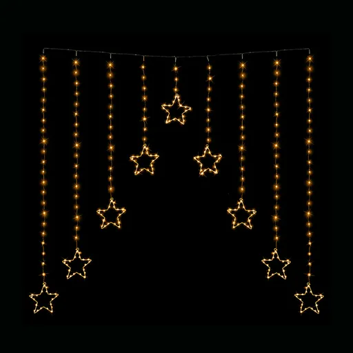 LED Wire Star Curtain Gold Lights