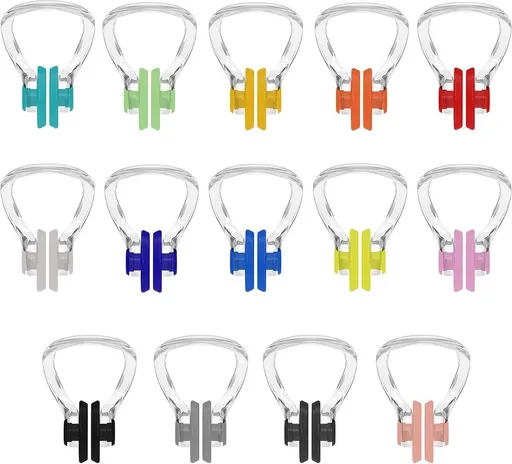 14 Piece Waterproof Silicone Swimming Nose Clip Set for Children Age 7 and Up and Adults, Multicolor