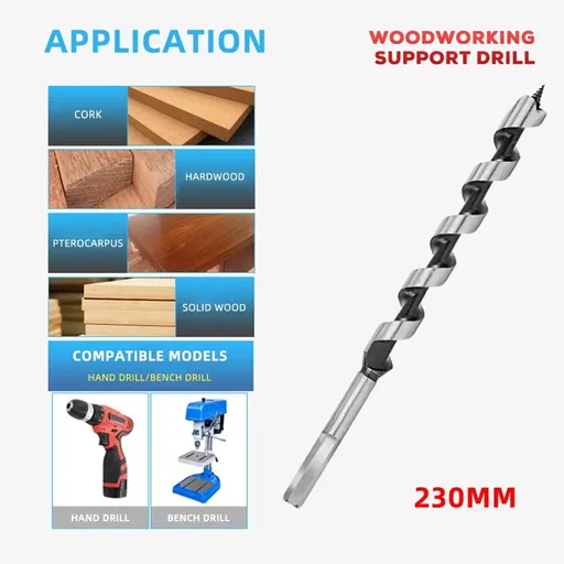1Pc 230Mm Long Woodworking Center Auger Drill Bit for Wood Drilling Tools 6-25Mm 10Mm 16Mm