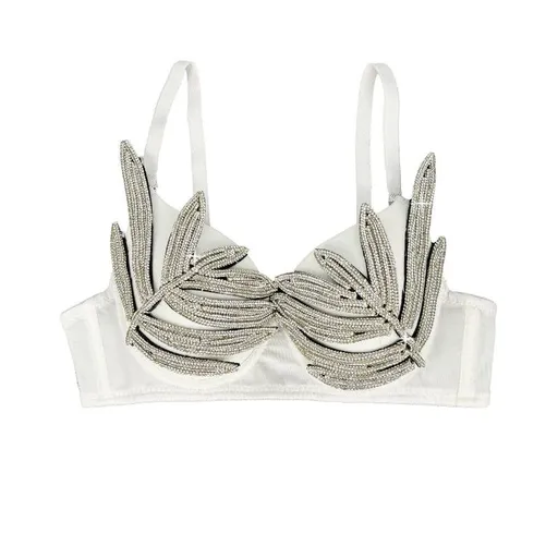 House Of Dasein Evening Dress Party High Design Silver 3D Rhinestone Shaping Bra Outerwear - White - 40C/90