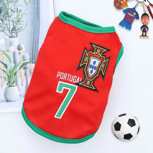 Pet Jersey Spain Dog Cat Vest Red No. 7 Portugal 5XL (Chest 88cm, for pets approx. 27.5-37.5kg)