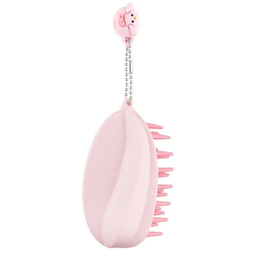 Silicone Shampoo Brush for Wet and Dry Use, Scalp Massager, Hair Washing Comb—Pink