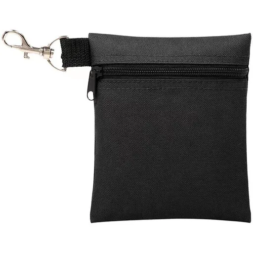 Black Golf Ball Pouch with Zipper and Metal Clip - Durable Nylon Storage Bag for Balls, Tees and Divot Tools - Portable Waist Accessory Organizer for Golfers