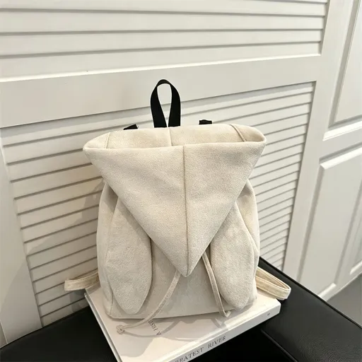 Niche Angel Wings Drawstring Backpack | Christmas Daily Gift | Simple High‑Appearance Hooded Shoulder Bag Khaki