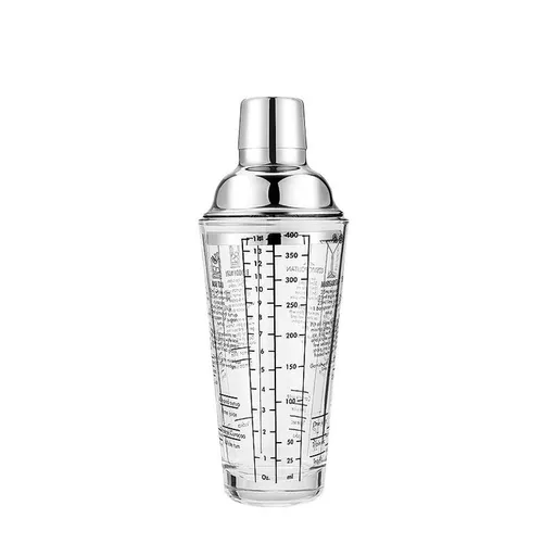 True Glass Cocktail Shaker , Glass Shaker Bottle for Cocktails Drink Shaker, Clear Cocktail Shaker with Measurements