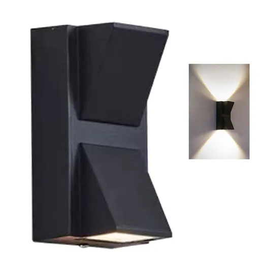 Outdoor Wall Light Plastic Housings Dual Head Exterior Wall Lamp with Up and Down Sconces 6000k White Light