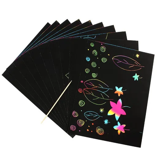 Scratch Art Kit 10 Piece Rainbow Scratch Paper Crafts Black Drawing Pads