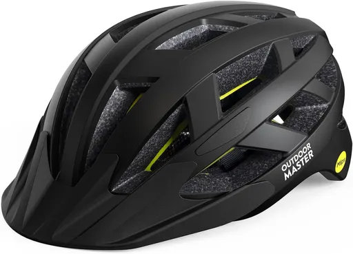 OutdoorMaster Bike Helmet Adult Men Women MIPS Certified Bicycle Helmet with Two Removable Liners & Ventilation Cycling Helmet for Mountain&Motorway-Carbon Black,Medium