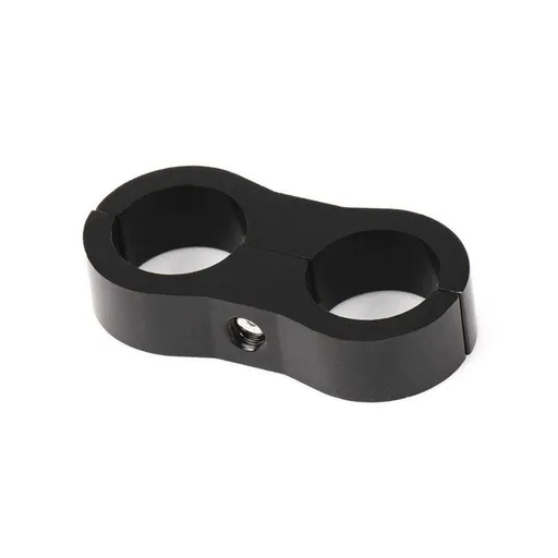 2 Pack Black AN10 10AN Billet Aluminum Nylon/Steel Braided Pipe Tube Dual Oil Fuel Water Line Hose Separator Clamp Tooling Mount