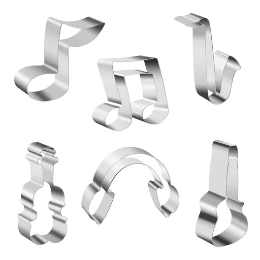 Music Notes Cookie Cutters Set - 6 pcs Music Note Mold Musical Instruments Mold Guitar Cake Rock Cupcake Topper for Kids