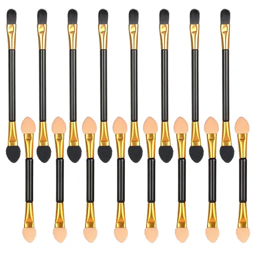 30 Pcs Eyeshadow Applicators Sponge Disposable Dual Sides Eye Shadow Applicators 2 Styles Eye Shadow Applicator Sticks Eyeshadow Brush Makeup Applicator for Women Cosmetic Tool (Black Gold)