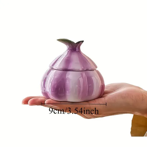 A Collection of Purple Garlic Ceramic Jars for Home Decoration, Serving As Both Sculptures And Organizers Purple