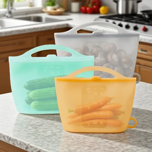 food-grade silicone, sealing strips, leak-proof, airtight seal, silicone lid covers, reusable food storage, Australian kitchen, dishwasher safe, non-toxic, temperature resistant, fridge organisation, travel storage, office lunchbox - Blue - Size 1200