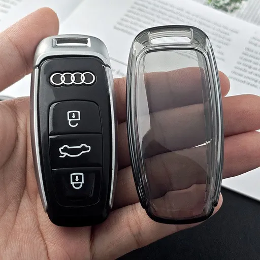 Transparent TPU Key Cover for Audi A6L A3 A7 Q7 Type d-transparent black [single key cover]
