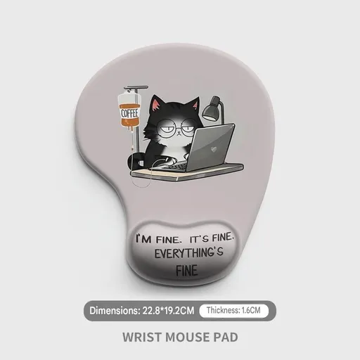 Ergonomic Gel Wrist Support Mouse Pad Cat goes to work pattern Soft Silicone Wrist Rest Desk Accessory for Office Home Gaming Comfortable Non Slip Ergonomic Computer Use