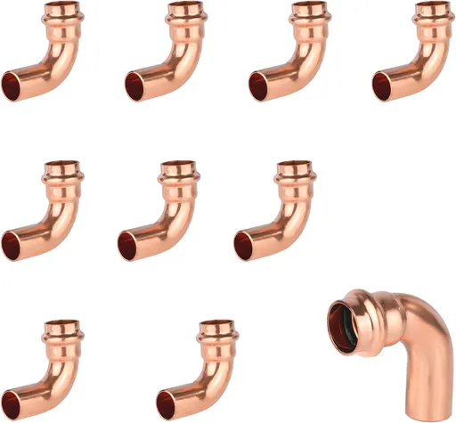 3/4" x 3/4" Copper Press Fit 90 Degree Street Elbow Fittings Pack of 10