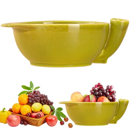 Rotating Berry Washing Bowl Ceramic With Drain Holes Automatic Rotating Ceramic Washing Bowl Vegetable & Colander With Center For Kitchen Vegetables &, Light Pink