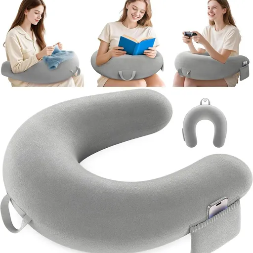 Reading Lap Pillow Ergonomic U Shape Cushion | Reading Pillow for Bed for Adults Elbow Rest Reduces Fatigue Desk Couch Floor Sofa Sitting Working Crocheting Writing - Gray - Size 40cm*34cm