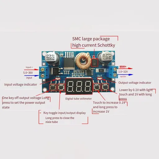 5A 75W Cnc Dc-Dc Adjustable Step-Down Module Cnc Power Supply with Voltmeter