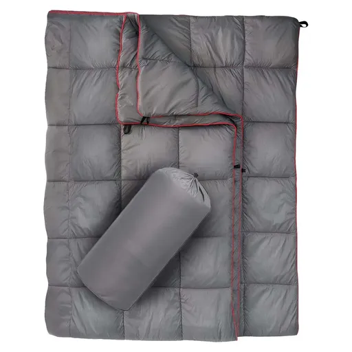 200x140cm Grey Large Outdoor Camping Imitation Silk Cotton Wearable Warmth Blanket, Quilted Poncho Shawl Throw with Storage Bag, Lightweight Warm Camping Quilt for Camping Travel Home Use