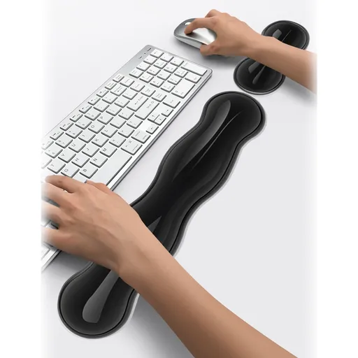 Gel Wrist Rest Set, Ergonomic Silicone Keyboard and Mouse Pads for Laptop Computer Office and Home, Soft Cool Support for Typing and Gaming, Black
