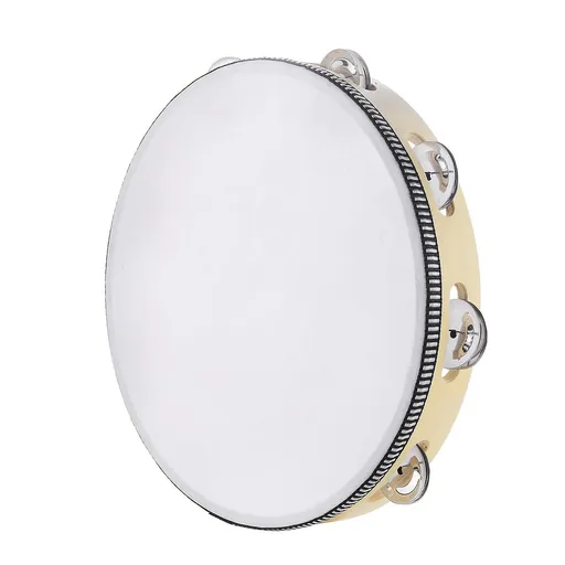 Tambourine for adults 10 inch Hand Held Drum Bell Birch Metal Jingles Percussion Gift Musical Educational Instrument (10 inch)