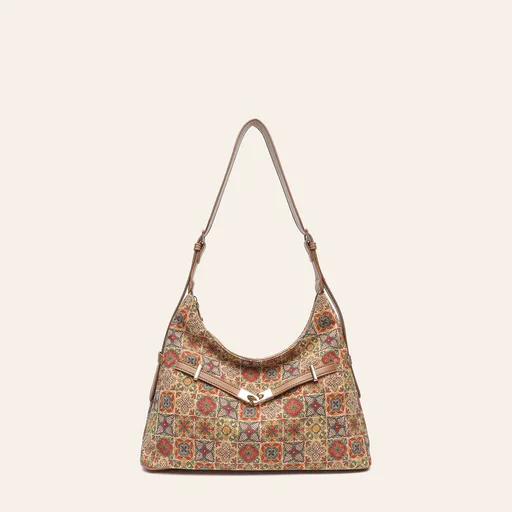 Geometric Cork Shoulder Bag, Lightweight Large Capacity Crossbody, Quality Hardware, Multi-Compartment, Daily Commute Versatile.(Red color map)
