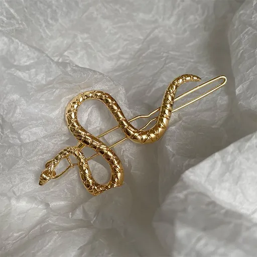 2 pcs Snake Hair Clip Vintage Decorative Metal Hair Pins for Women and Girls (Golden, Ancient Gold)