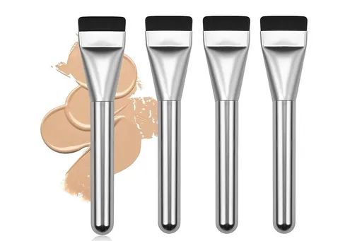 4 Pack Flat Foundation Brush Straight Head Makeup Brush for Liquid Foundation Face Mask