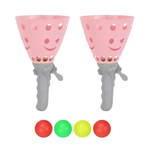 Catch Ball Game with 2 Catch Launcher Baskets and 4 Balls Pink