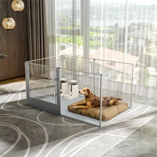 Large Acrylic Dog Playpen 163x102.5x80CM, 6 Panels
