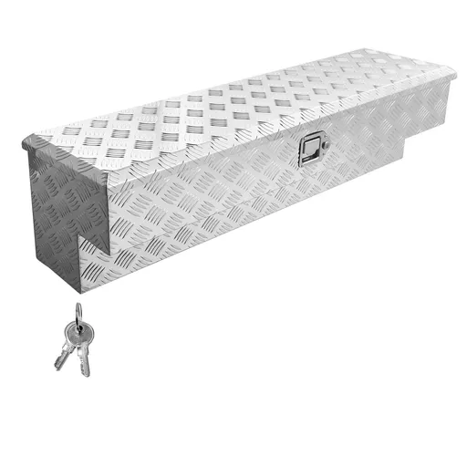 Truck Bed Tool Box, Heavy Duty Aluminum Tool Box with Tread Patterns, Storage Toolbox Chest Organizer with Lock and Key, Ideal for Pickup, Truck Bed, RV, Trailer, 1219 x 340 x 330 mm, Silver