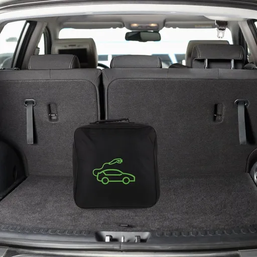 Black Oxford Cloth EV Charger Storage Case and Cable Organizer for Electric Vehicle Accessories