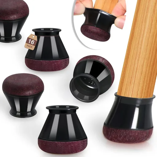 Chair Leg Floor Protectors Chair Leg Protectors for Hardwood Floors Felt Silicone Caps Strengthen Bottom 16 Pack (19~28mm)