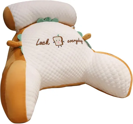 Reading Pillow for Kid Or Adult Large Back Pillow for Sitting Up in Bed Detachable Neck Roll with Arms Large Bed Rest Pillow Back Pillow for Sitting in Bed Watching TV Reading - Yellow - Size 60*40CM