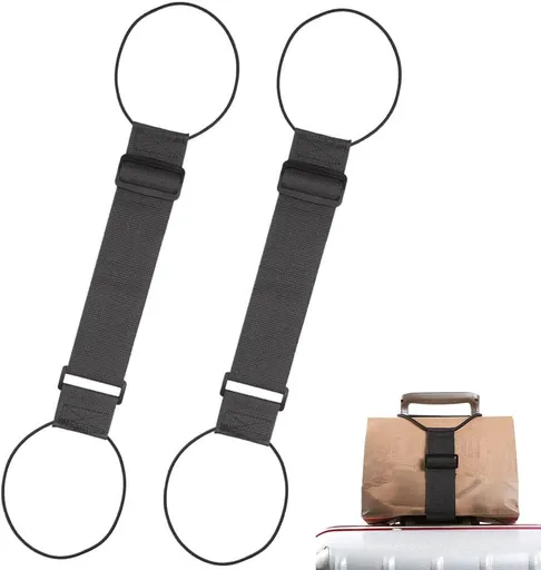 Multi Use Strong Adjustable Luggage Connector Straps, 2026 New Flexible and Adjustable Elastic Fastening Belt for Luggage Strap, Add a Bag Easy to Travel Suitcase (Black 2Pcs)