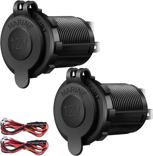 12V Cigarette Lighter Socket, 2 Pack Car Marine Motorcycle ATV RV Lighter Power Outlet Socket Replacement 12 Volt Waterproof Plug by
