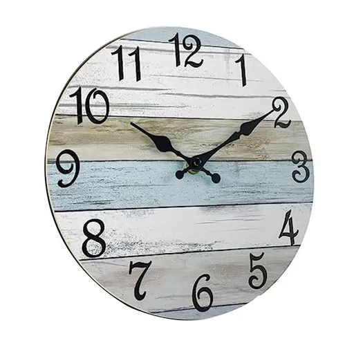 Wall Clock Silent Non Ticking 10 Inch Rustic Wooden Home Decor