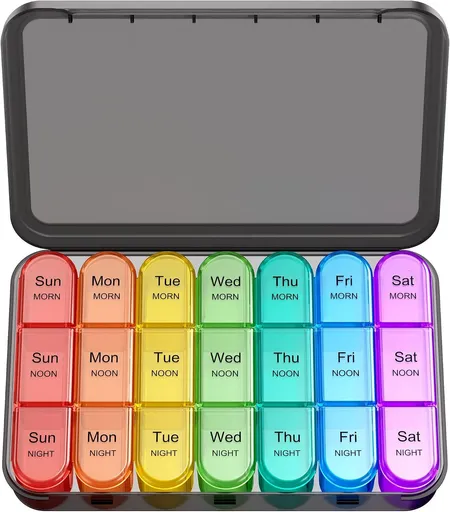 7 Day Pill Box 3 Compartments per Day Black