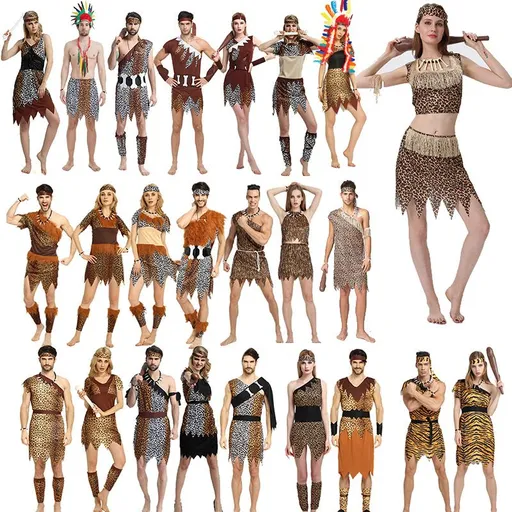 Adult Savage Halloween Leopard Print Polyester As Yi Adult YW male Savage All yards