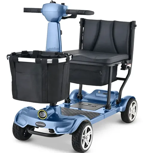 EQUIPMED SmartPacer+ Ultra-Lightweight Mobility Scooter w/ Li-ion Battery, Only 19kg, Foldable, Airline Approved, 120kg Capacity, Blue