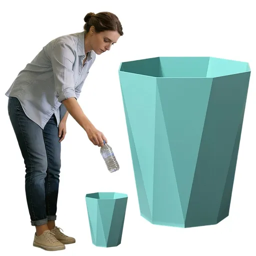 Geometric Shaped Open Top Trash Can, Modern Polygonal Plastic Garbage Bin, Decorative Bathroom Waste Basket, Modern Waste Bin, Slim Geometric Waste Basket, Trash Can for Home Office